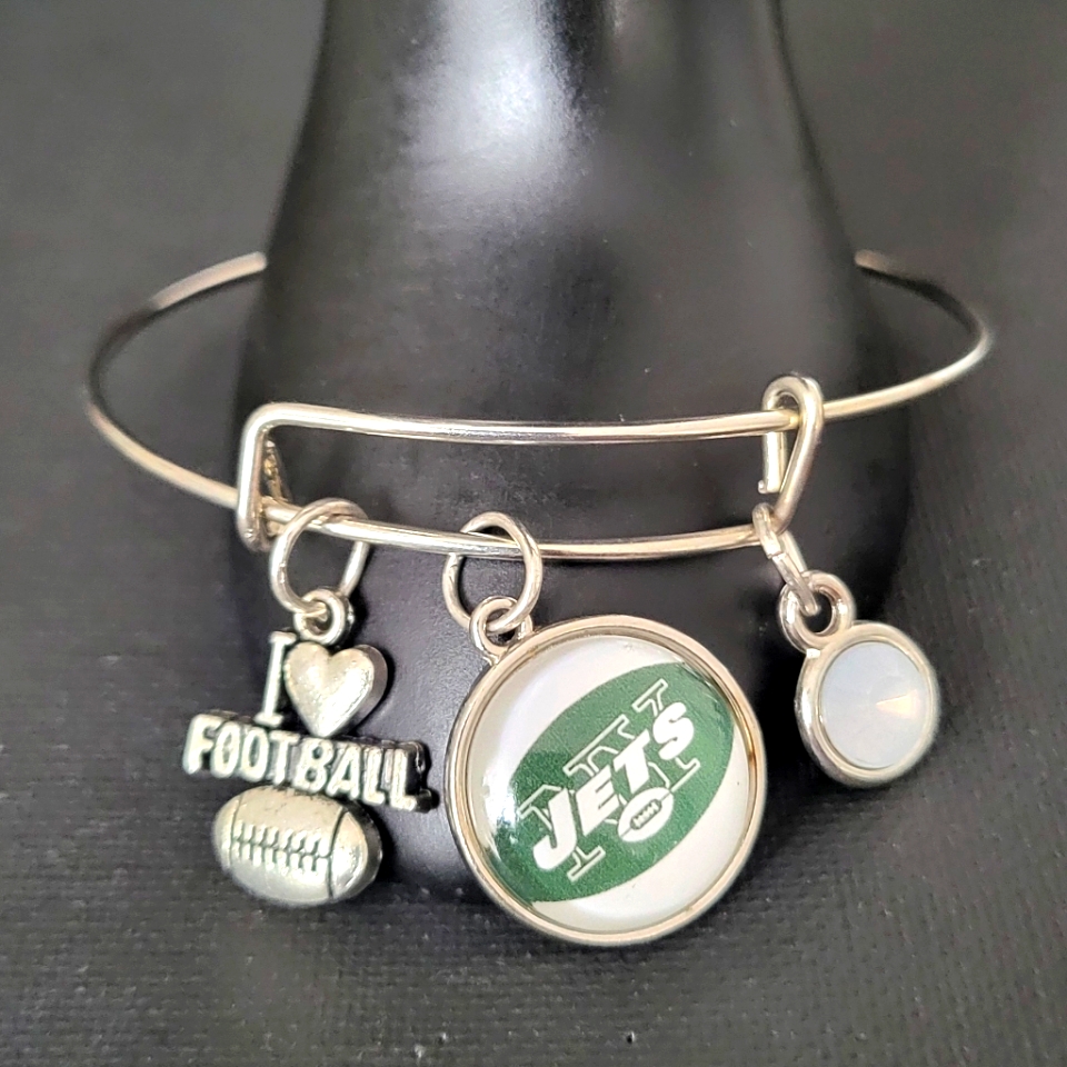 Jets Stainless Steel Wire Charm Bracelet